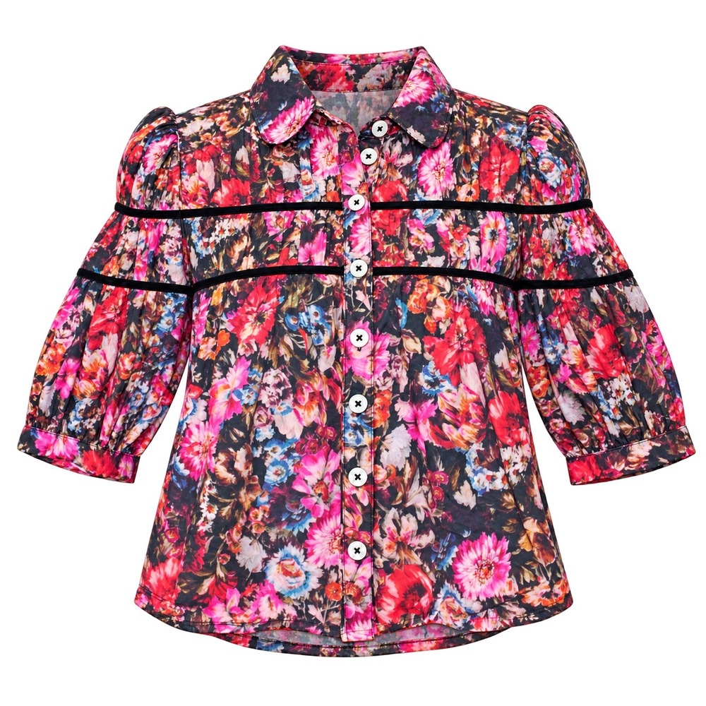 The Leandra Shirred Yoke Blouse by Maeve Women XS Multicolor Anthropologie Boho - Picture 2 of 5